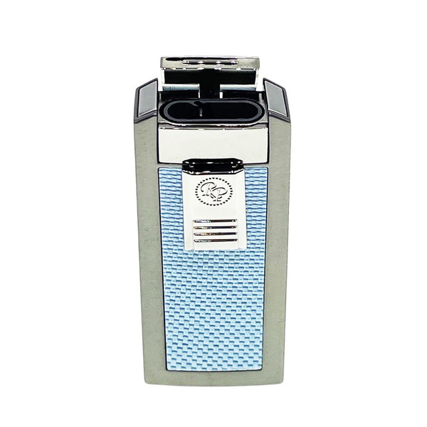 Rocky Patel The C.F.O. Triple Flame Lighter Gunmetal and Blue Open