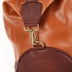 The OpusX Society Italian Leather Duffle Bag Camel and Burgundy Side Clasp