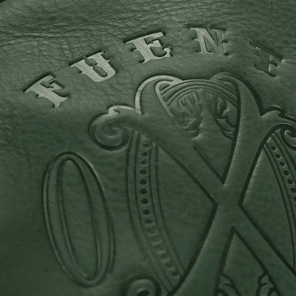 The OpusX Society Italian Leather Duffle Bag Camel and Green Closeup