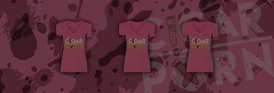 Cigar Pxrn Women's V Neck T-Shirts Banner