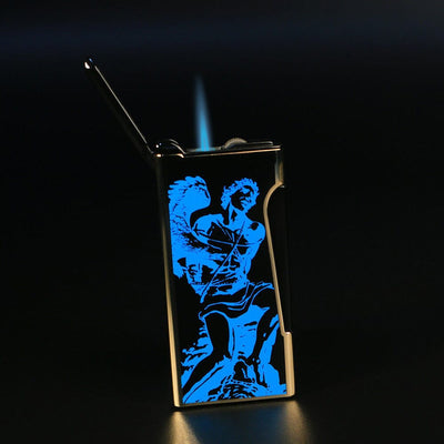 2024 LE God of Fire Never Back Down Retro Lighter Blue Open Flame