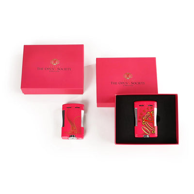 The OpusX Society Pink Table Top Lighter with Boxes