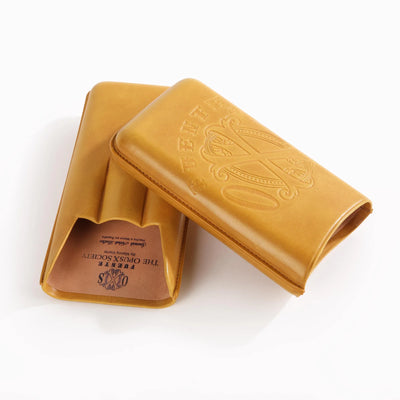 The OpusX Society Spanish Nobuk 3 Cigar Case Camel Yellow Open