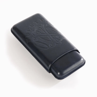 The OpusX Society Spanish Nobuk 3 Cigar Case Midnight Blue Closed