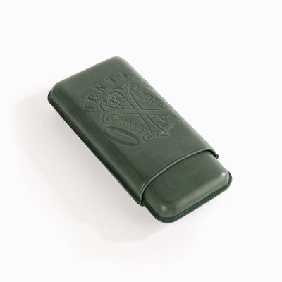 The OpusX Society Spanish Nobuk 3 Cigar Case English Green Closed