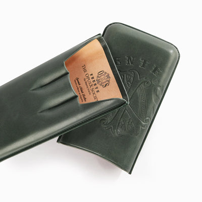 The OpusX Society Spanish Nobuk 3 Cigar Case English Green Open