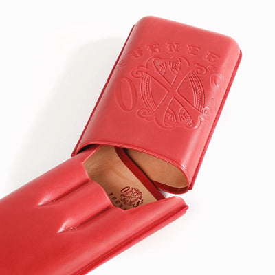 The OpusX Society Spanish Nobuk 3 Cigar Case Ferrari Red Open