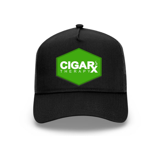 Black Curved Trucker with Green Classic Patch