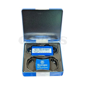 🎁 Blue & White Nicaragua Metal Cigar Rest/Cutter & Lighter (100% off)