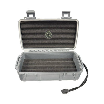 Cigar Caddy 10 Count Dark Gray Waterproof Travel Humidor Open