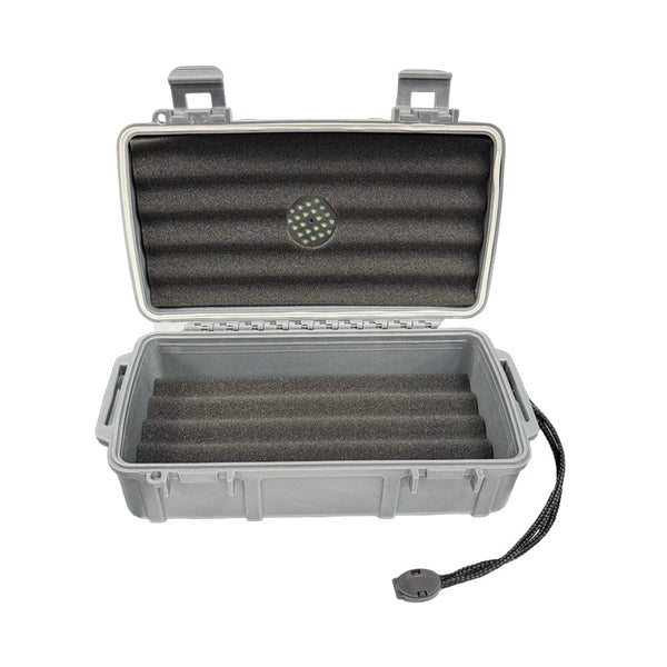 Cigar Caddy 10 Count Dark Gray Waterproof Travel Humidor Open