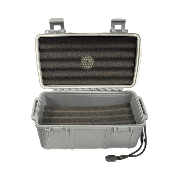Cigar Caddy 15 Count Dark Gray Waterproof Travel Humidor Open