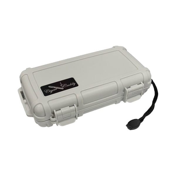 Cigar Caddy 5 Count Light Gray Waterproof Travel Humidor Closed