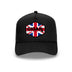 Black Curved Trucker with Union Jack Flag Patch Front View
