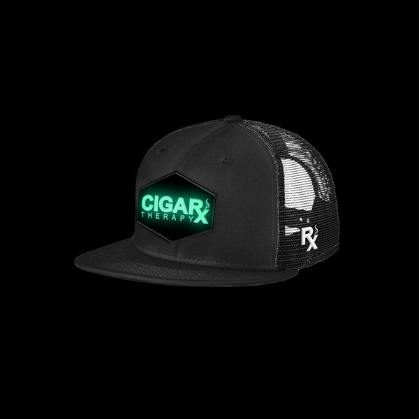 Black Flat Trucker w/ Black Classic GLOW in the Dark Patch L.E.