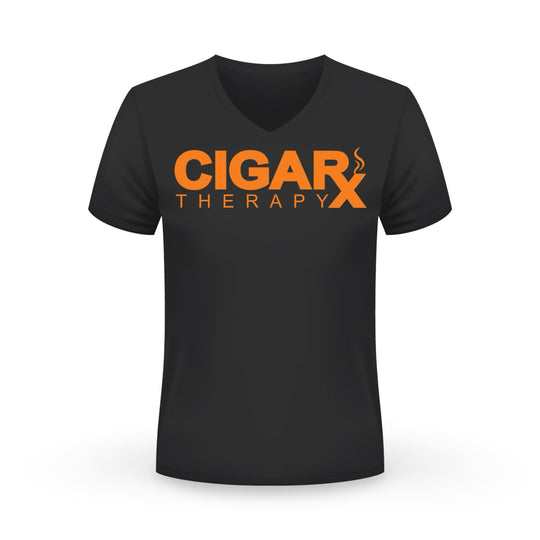 CIGARx Black w/ Orange Logo V-Neck T-Shirt