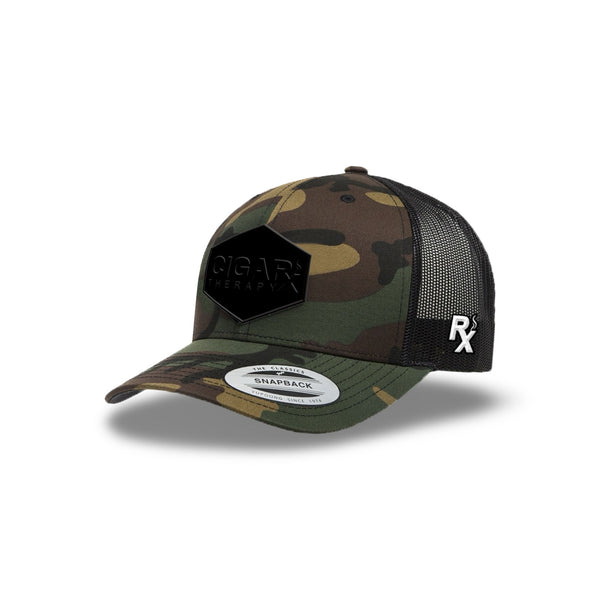 Camo Curved Trucker with Blackout Patch Side View