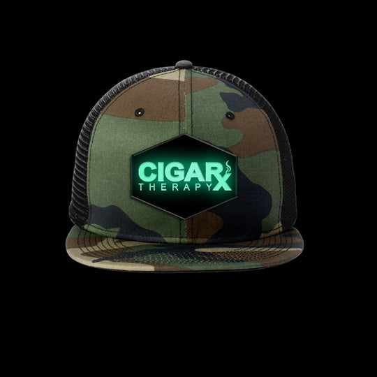 Camo Flat Trucker w/ Black Classic GLOW in the Dark Patch L.E.
