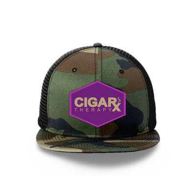 Camo Flat Trucker with Gold on Purple Patch