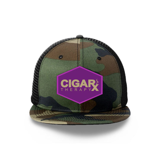 Camo Flat Trucker with Gold on Purple Patch