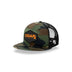 Camo Flat Trucker with Orange on Black Patch Angled Camo Bill