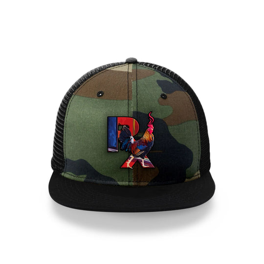 Camo Flat Trucker with Smokin Cock Patch