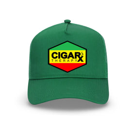Green Curved Trucker with Reggae Rasta Flag Patch