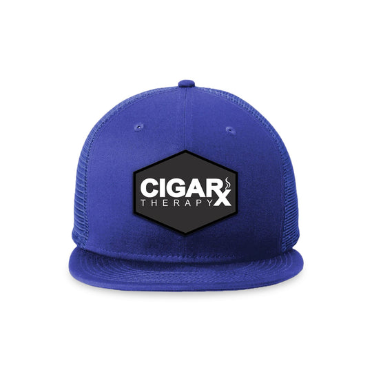 Royal Blue Flat Trucker with Black Classic Patch