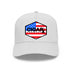 White Curved Trucker with USA Flag Patch