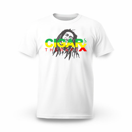 CIGARx White w/ Reggae Rasta Logo Crew Neck T-Shirt