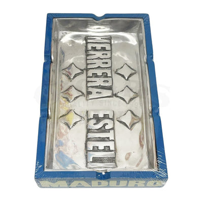 Herrera Esteli Blue with Yellow Metal Ashtray Side View