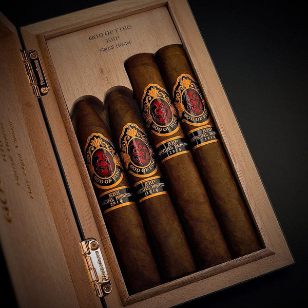 God of Fire KKP Special Reserve 4 Cigar Sampler Open