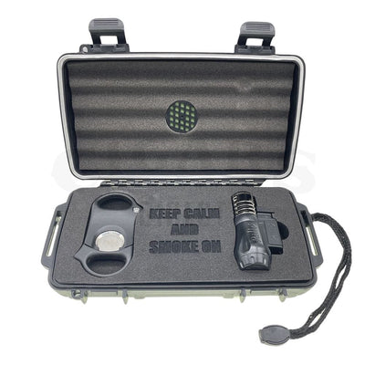 🎁 Keep Calm & Smoke On 5ct. Cigar Caddy w/Palio Lighter and Cutter (100% off)