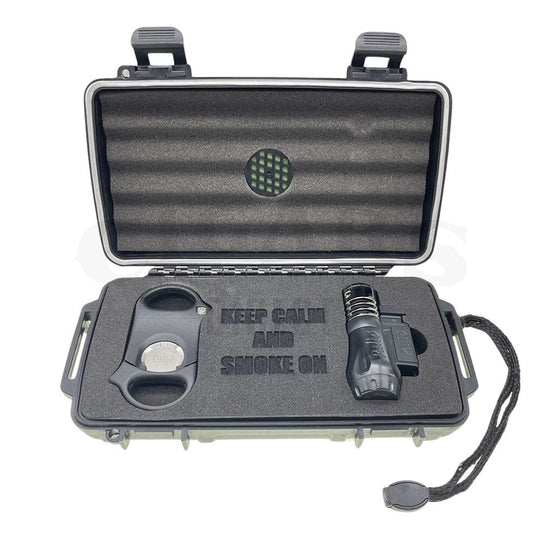 🎁 Keep Calm & Smoke On 5ct. Cigar Caddy w/Palio Lighter and Cutter (100% off)