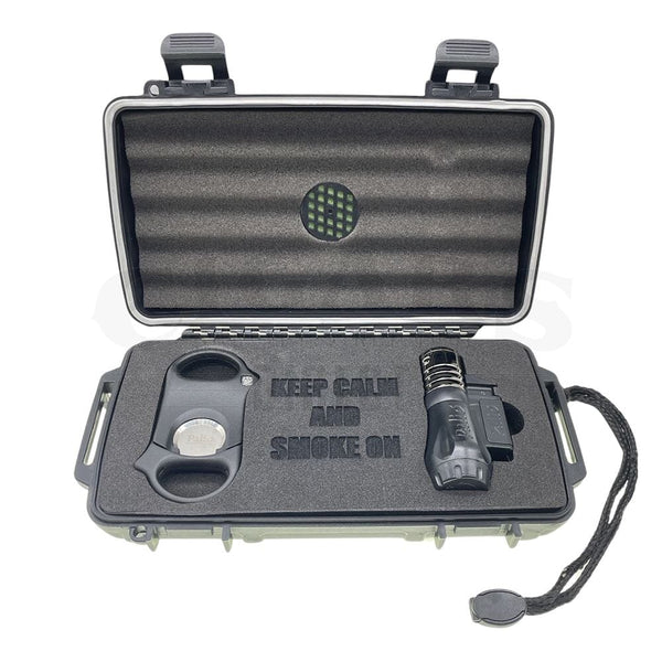 🎁 Keep Calm & Smoke On 5ct. Cigar Caddy w/Palio Lighter and Cutter (100% off)