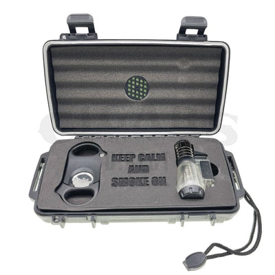 🎁 Keep Calm & Smoke On 5ct. Cigar Caddy w/Palio Lighter and Cutter (100% off)