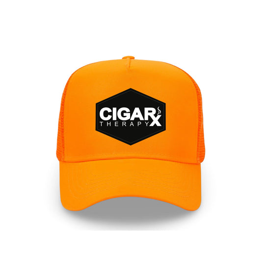 Orange Curved Trucker with Black Classic Patch