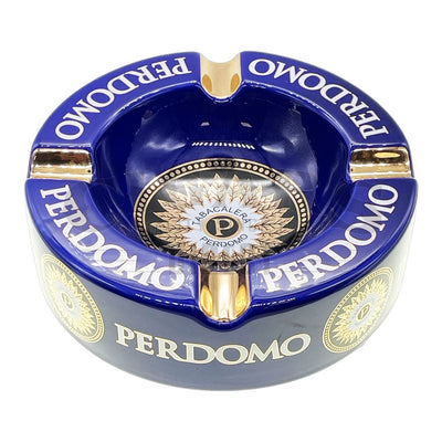 Perdomo Blue and Gold Foil Ashtray Angld View