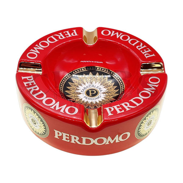 Perdomo Red and Gold Foil Ashtray Angled