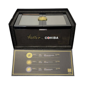 Weller by Cohiba Holiday Humidor w/ 2 Rocks Glasses & 3 Cigars Box Open