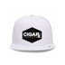 White Flat Trucker with Black Classic Patch Front View