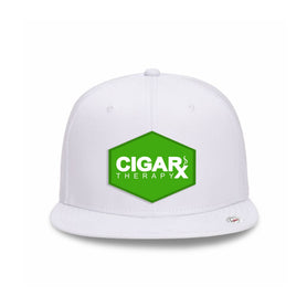 White Flat Trucker with Green Classic Patch