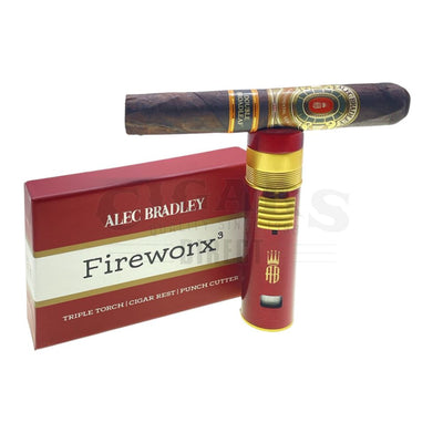 Alec Bradley Fireworx Triple Torch Lighter with Cigar Rest and Punch Red with Box