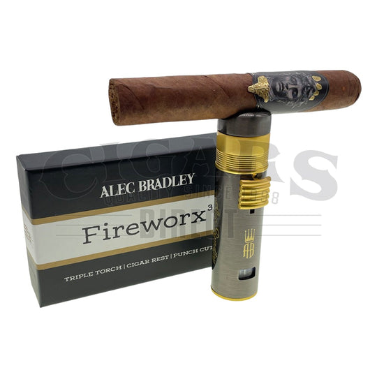 Alec Bradley Fireworx Triple Torch Lighter with Cigar Rest and Punch Gun Metal