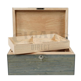 Blue Bamboo 100 Count Humidor Front Open View