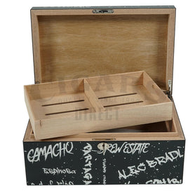 Graffiti Black and White 100 Count Humidor Open Front View