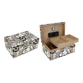 Skull and Roses 100 Count Humidor Closed and Open View