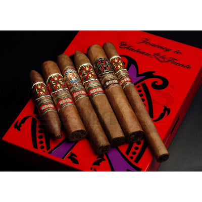Arturo Fuente Aged Selection 2021 Opus6 Travel Humidor and Cigars red With Cigars on Top