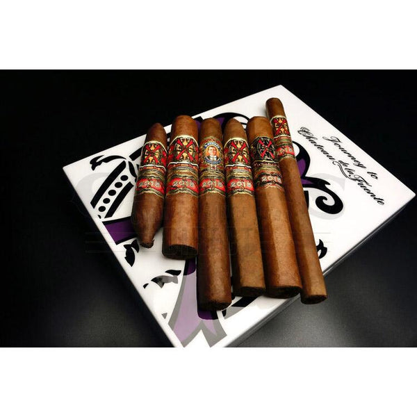 Arturo Fuente Aged Selection 2021 Opus6 Travel Humidor and Cigars White With Cigars on Top