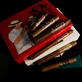 Arturo Fuente Aged Selection Fall 2021 Opus6 Travel Humidor and Cigars Stacked with Cigars